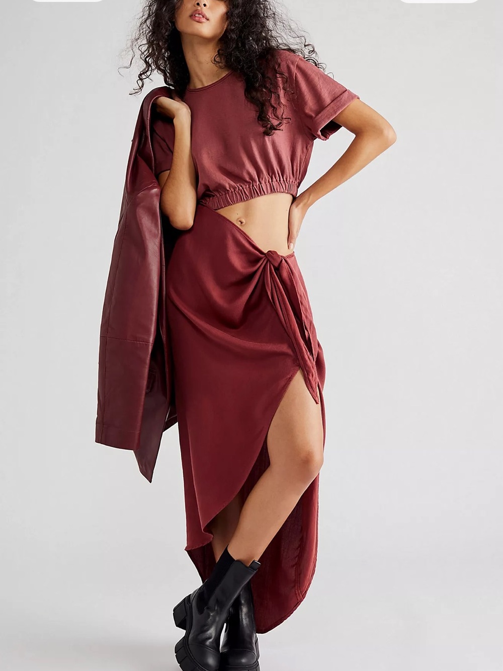 Free People Rust Cutout Midi Dress